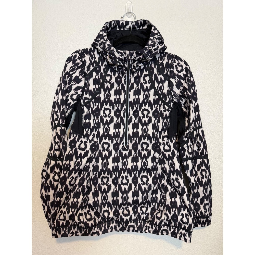 Lululemon Run In The Rain Jacket Size‎ 6 Ikat Half Zip Hooded Pullover